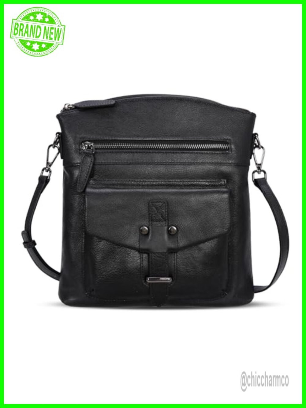 HESHE Genuine Leather Crossbody Bag Adjustable Strap Everyday Purse